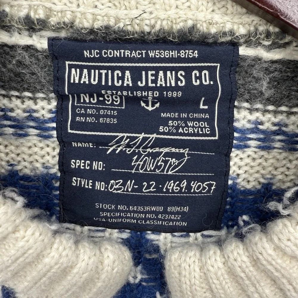 Vintage Nautica Jean Co Chunky Wool Cardigan Large - Picture 3 of 5